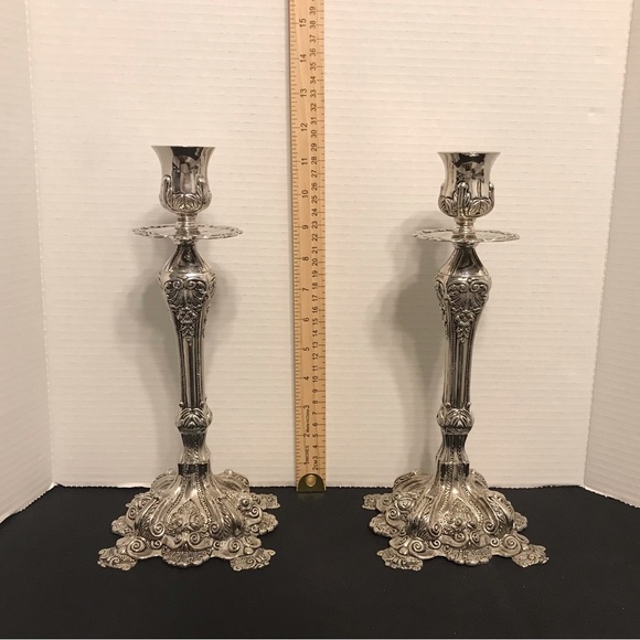 Elegant Pr Ornate Silver Plate Victorian Style Candlestick Holders - Picture 1 of 8